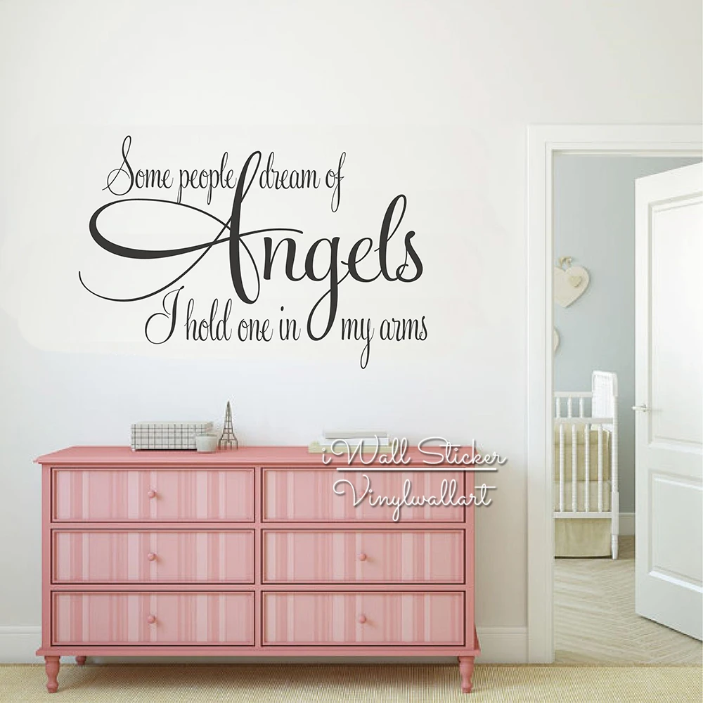 

Angels Quotes Wall Art Decal Kids Lettering Quote Wall Stickers Children Room Quotes Removable Baby Nursery Decor Cut Vinyl Q244