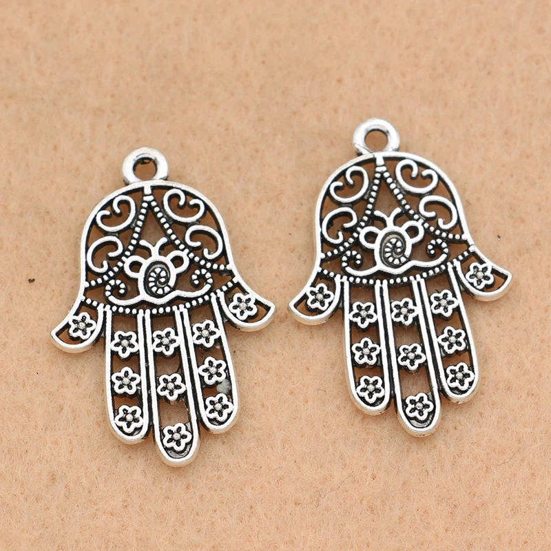 KJjewel антикварные посеребренные Подвески Hamsa для рукоделия ювелирные изделия