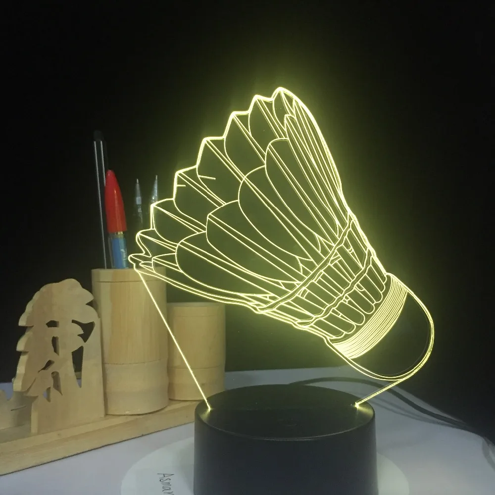 3D ночник для бадминтона USB 7 цветов меняющиеся светодиодсветодиодный настольные