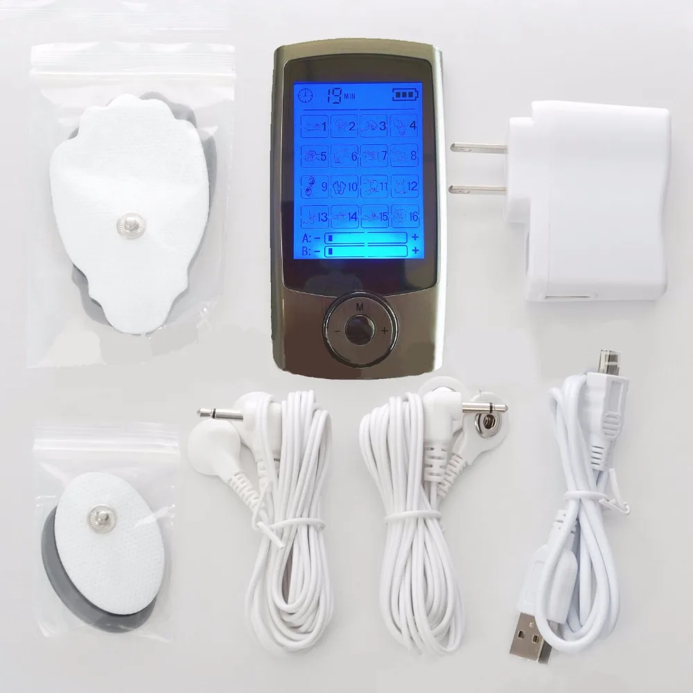 Новейший 16-режимный электронный цифровой массажер TENS/EMS Многофункциональная машина для массажа Shiatsu Deep Trigger Point Vibrate с двойным выходом.