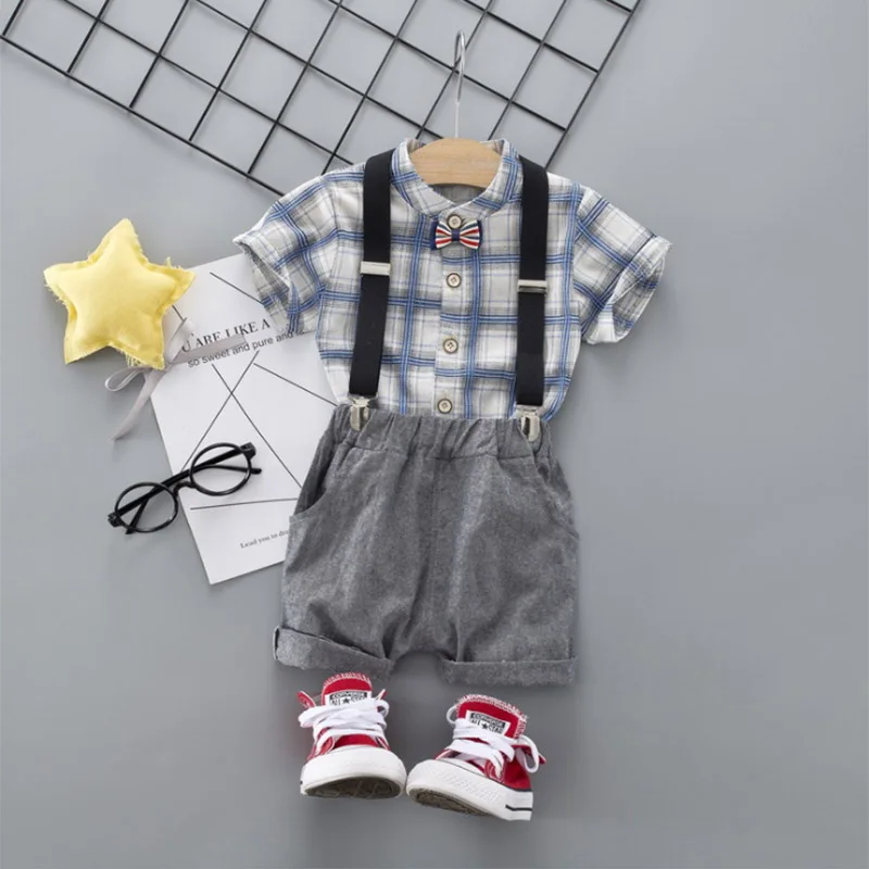 Hot sale brand boys clothing children summer boy clothes sets kids fashion cotton plaid t-shirts+shorts 2pcs tracksuit 1-4T | Детская