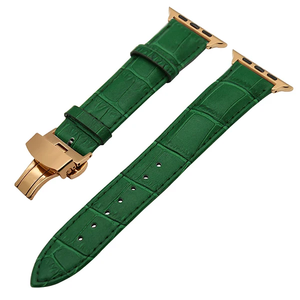 Green RG Croco ремешок из натуральной кожи для часов iWatch Apple Watch Series 5 4 3 2 1 40 мм 44 мм 38 мм 42 мм ремешок с застежкой-бабочкой браслет - Цвет ремешка: Green RG