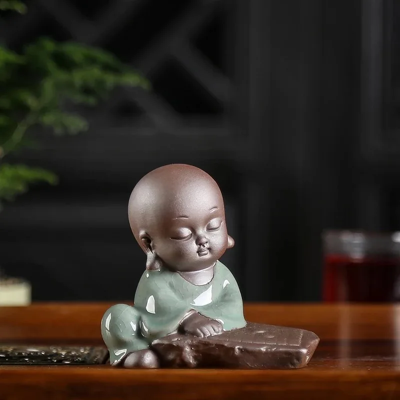NOOLIM кунг-фу маленький монах чай питомец керамический будда чай играть украшение дома бутик чай аксессуары маленькие украшения - Цвет: 04