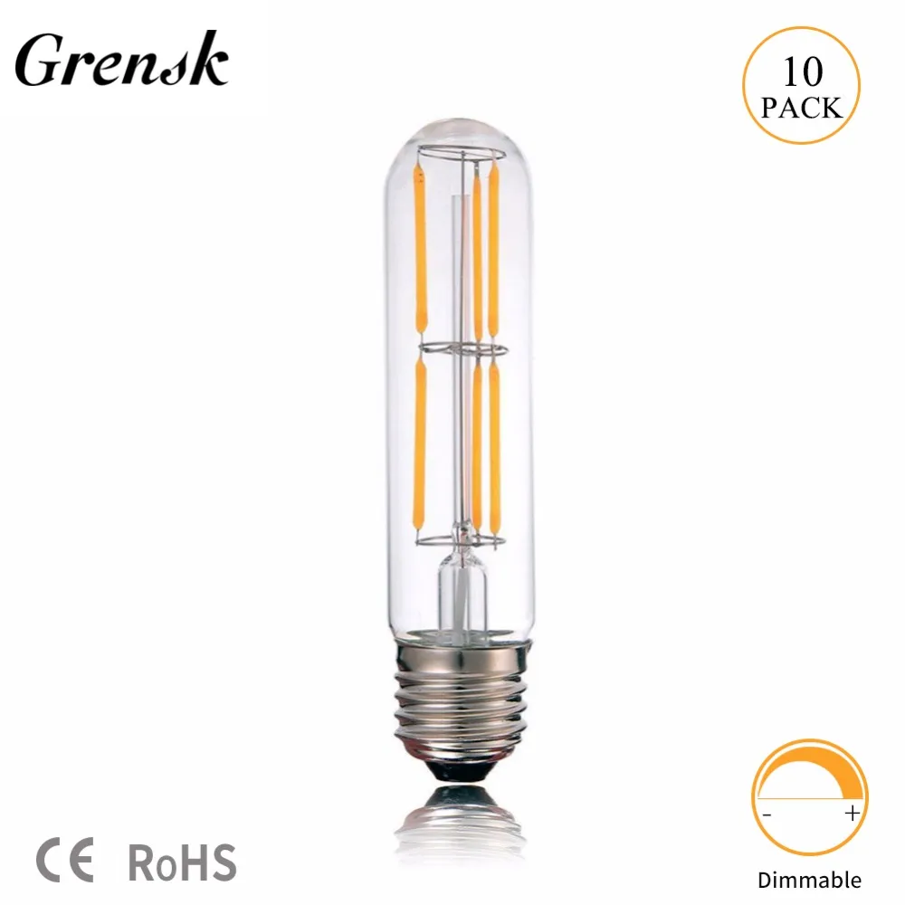 

Grensk T30 130mm Edison Tubular Led Lamp 6W LED Filament Light Bulb Warm white 2700K E26 E27 Base Decorative Lighting Dimmable