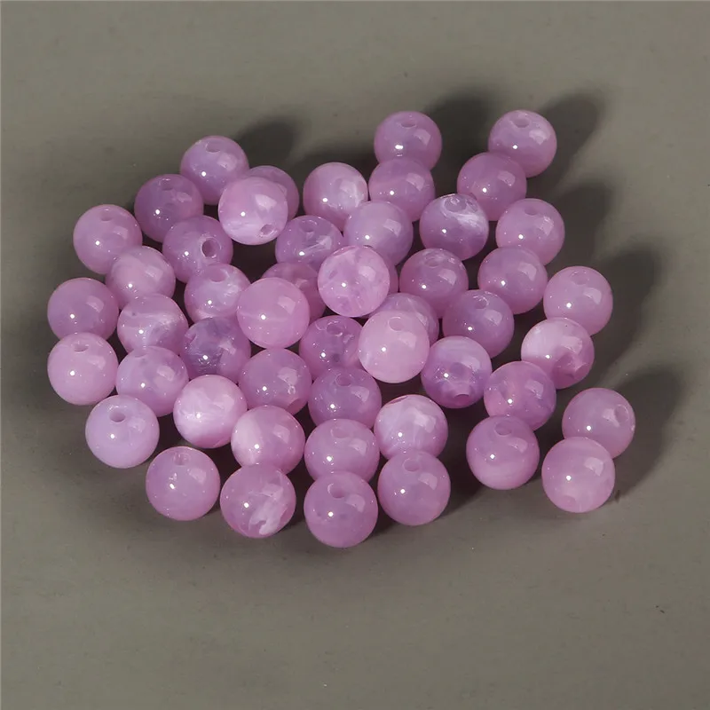 Light Purple Wholesale 6mm 8mm 10mm Acrylic Clouds Beads Effect Round BEADS Spacer Loose Beads For Jewelry Making DIY Bracelet - Цвет: Light Purple