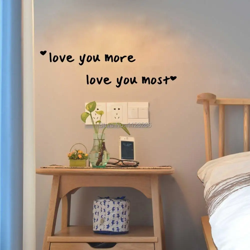 

Love You More Love You Most Vinyl Wall Lettering Stickers Quotes Home Art Decor Mirror Decal