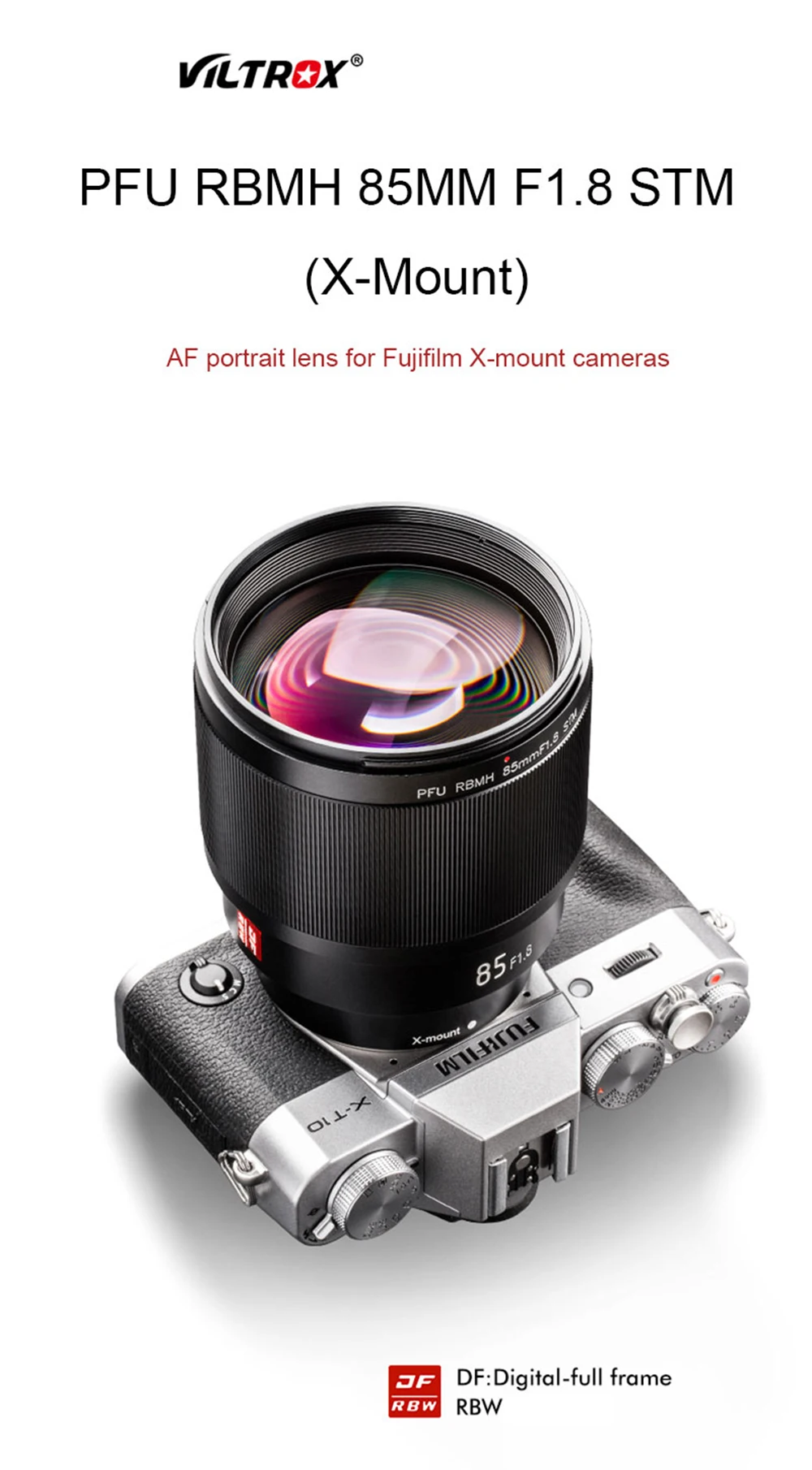 VILTROX PFU RBMH 85 мм F1.8 STM x-крепление AF с автоматической фокусировкой стандартный объектив для портретной съемки Fuji XT3 XT100 X-PRO fx-крепление