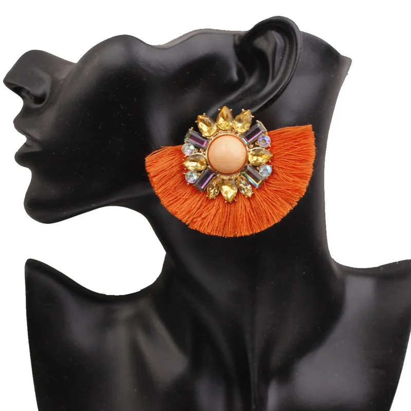 Хит, Роскошные Длинные серьги с подвеской и кисточками, Boho, блестящие Висячие серьги для женщин, свадебные очаровательные серьги с бахромой - Окраска металла: EH1555