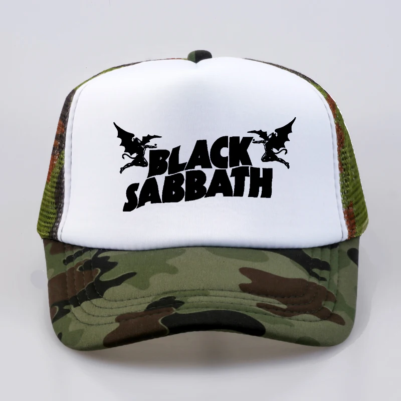 Модная Мужская Женская Бейсболка s черная Sabbath рок Кепка s летняя тяжелая металлическая Рок Музыкальная Группа сетка Кепка Дальнобойщика шляпа - Цвет: Камуфляж
