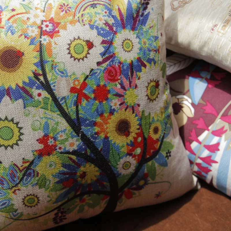 Kiwiberry House Decorative Tree Flowers Floral Printed Sofa Pillowcase Linen Square Chair Car Seat Cushion Cover Zippered Bt21 | Дом и сад