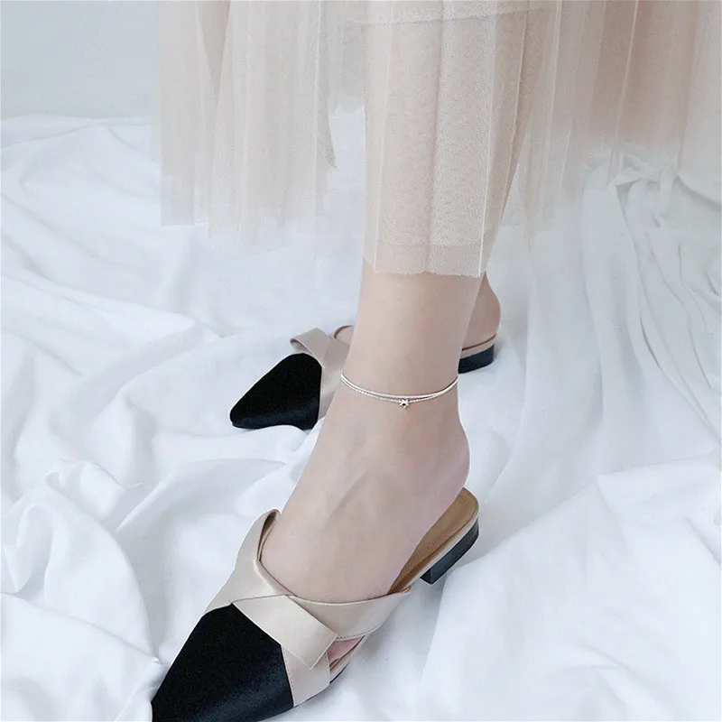 Flyleaf 925 пробы Серебряный двухслойный браслет на лодыжку звезда для женщин милые