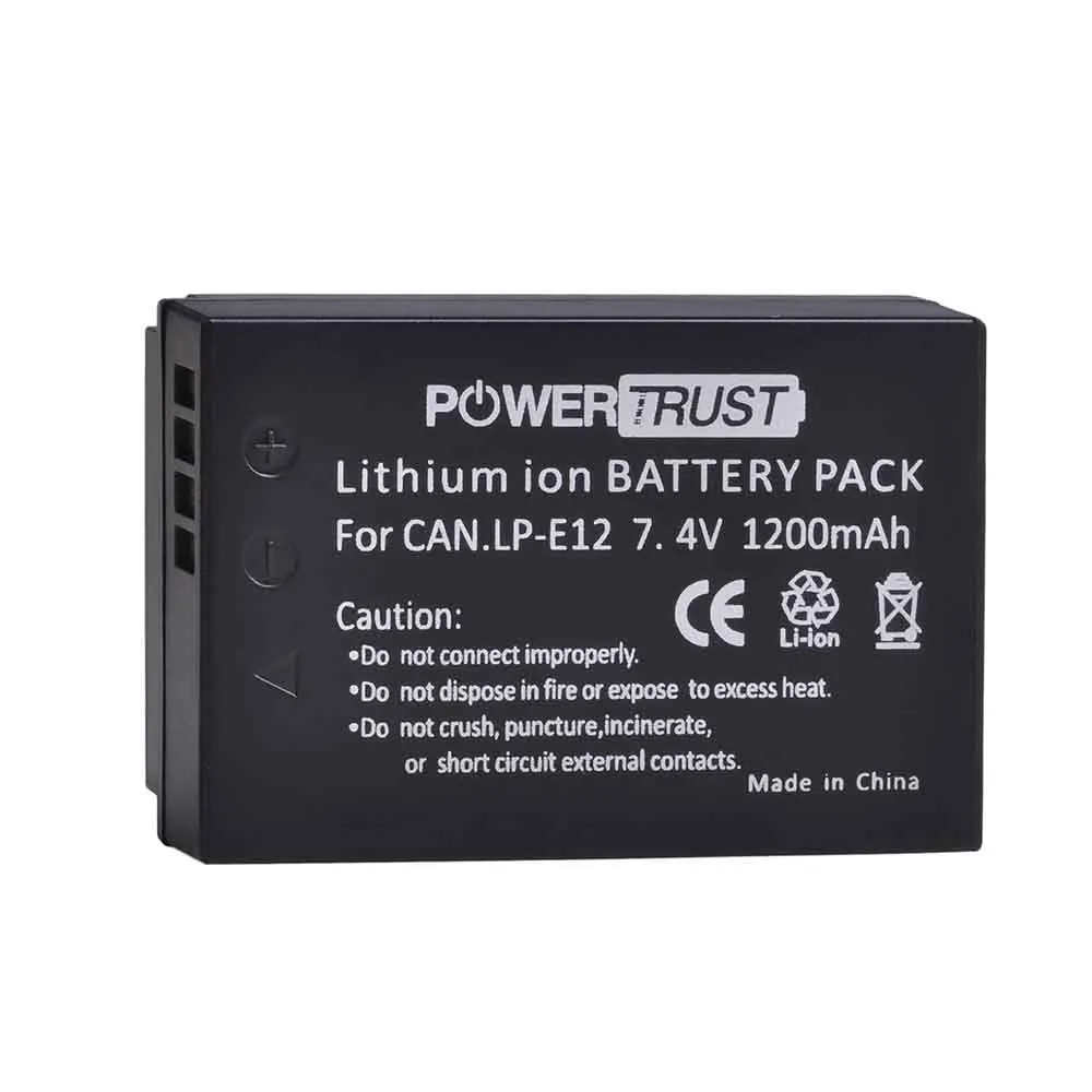 1X Battery PowerTrust 2 шт. LP-E12 LPE12 LP E12 батарея+ ЖК USB двойной зарядное устройство для Canon EOS M50, EOS M100, 100D Kiss X7 Rebel SL1 - Цвет: 1X Battery