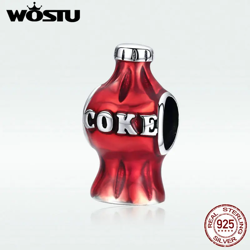 Бусины для браслета и WOSTU Красный Кокс Аутентичные серебряные бусины 925 пробы