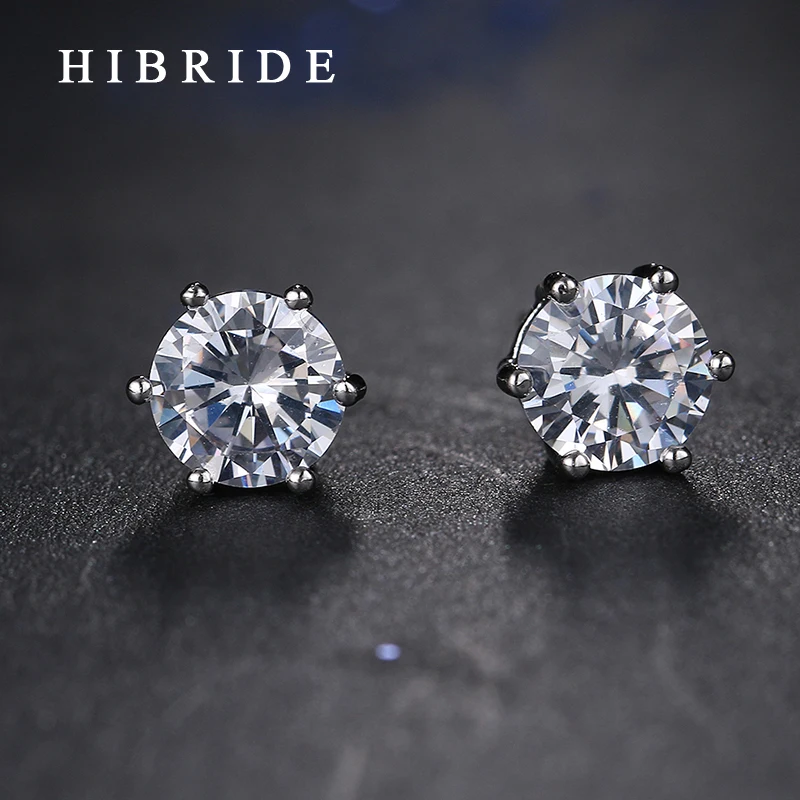 Женские серьги-гвоздики с фианитом 0 5 карата 6 зубьев | Украшения и аксессуары