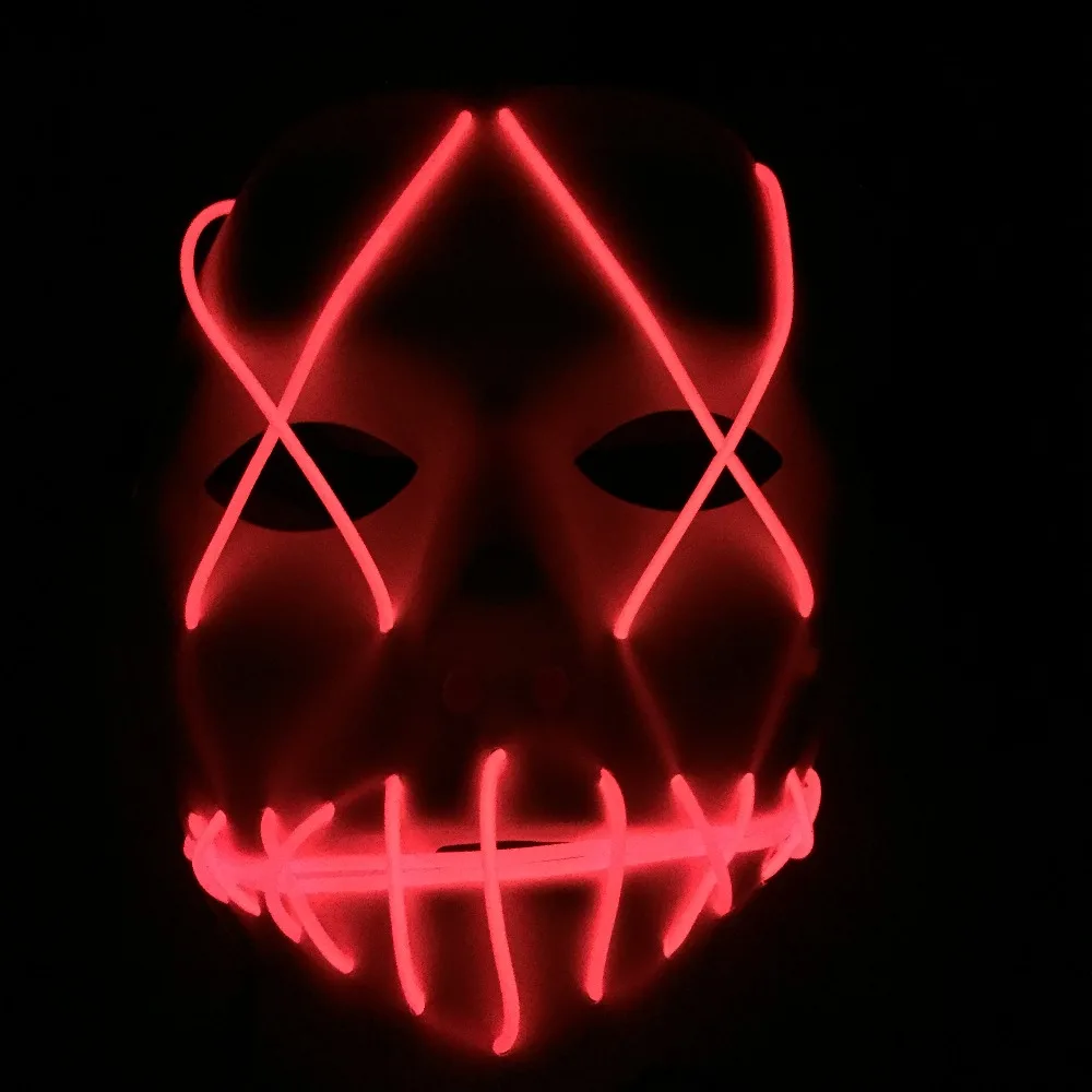 Full Face Led Mask Halloween Scary Masks Adult Birthday Party Decorations Purge Highlighting Luminous Cosplay Costume | Дом и сад