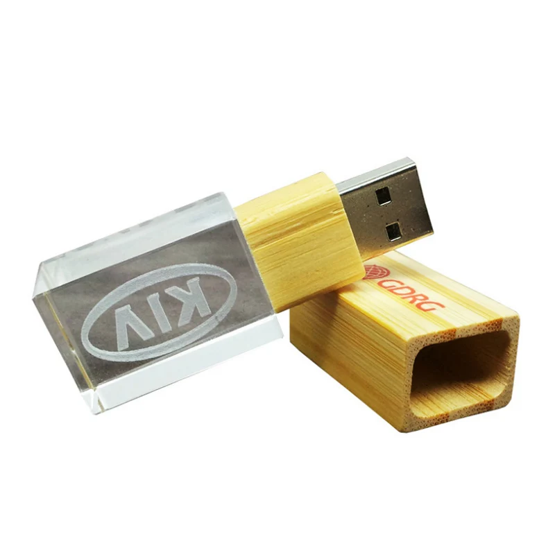 Пользовательские DIY 3D Cystal внутри Логотип Деревянный кристалл карта памяти USB 2 0 4