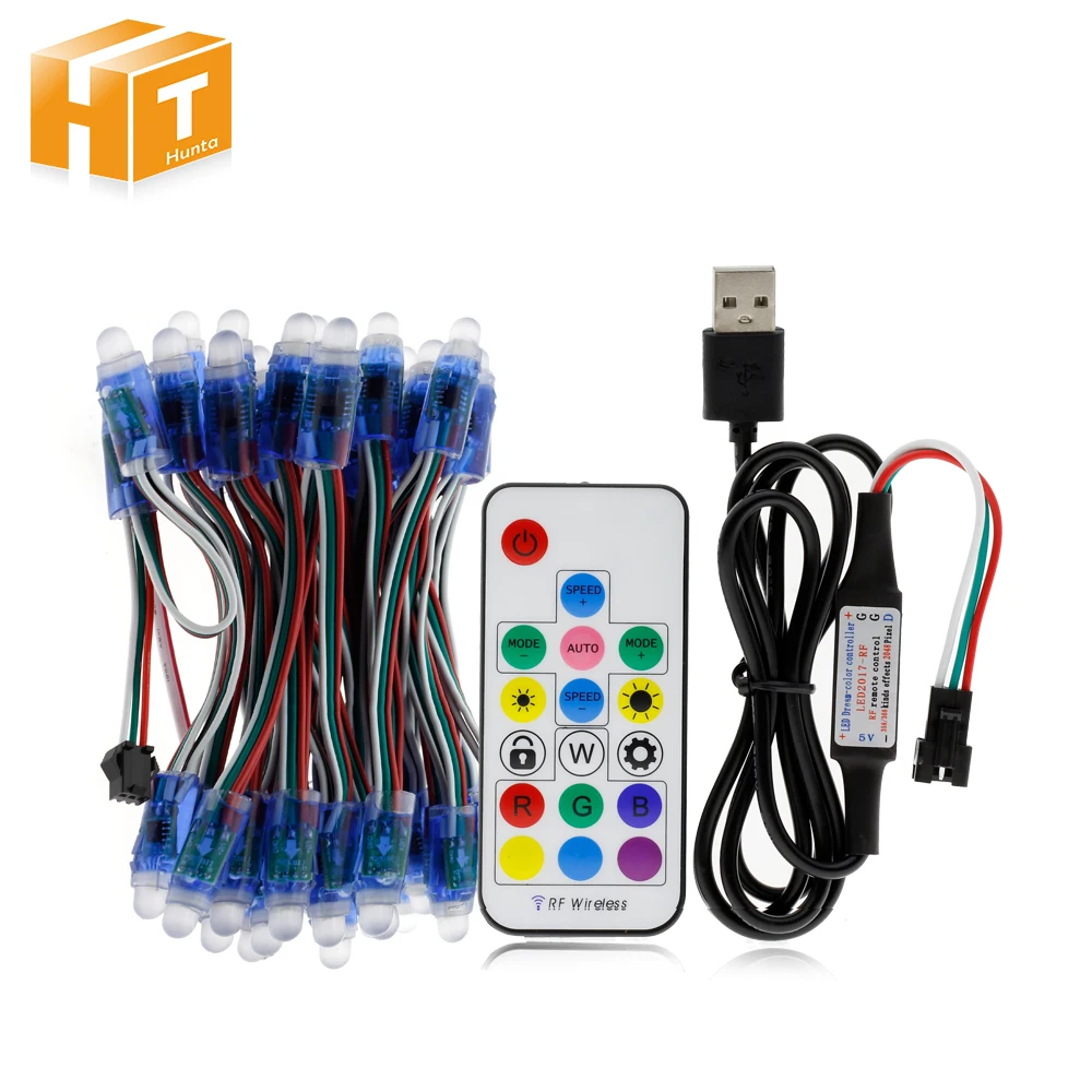 WS2811 RGB светодиодный модуль IP68 Водонепроницаемый DC5V полноцветный светодиодный пиксельный модуль световые огни 50 пикселей/штука с 17key контроллером