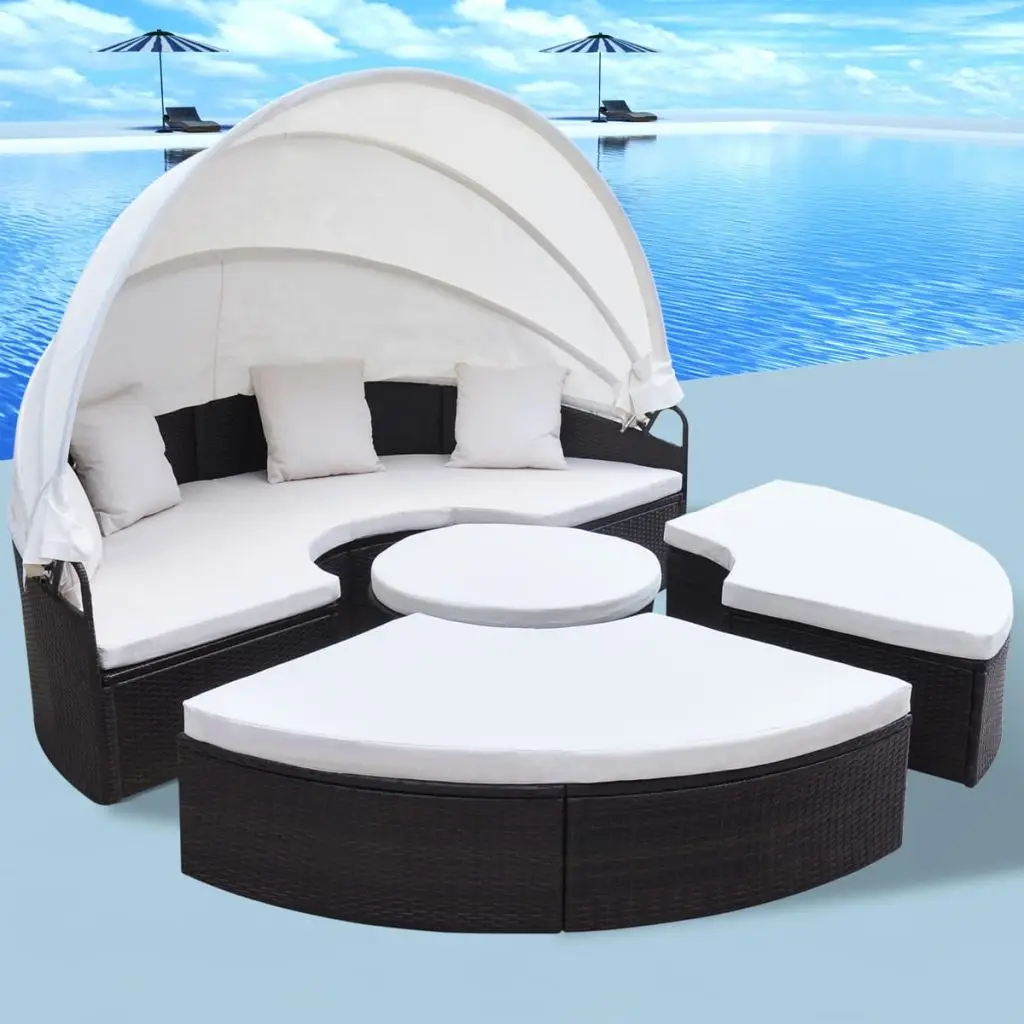 VidaXL шезлонге поли ротанга круглый 91 &quotкоричневый|sun loungers|poly rattanrattan loungers |