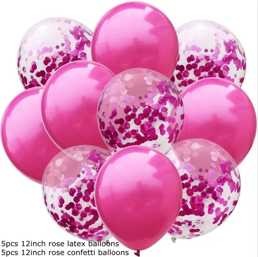 5rose 5 con 10 шт./лот 12 дюймов воздушные шары с конфетти Happy День рождения воздушные шары декоративные гелиевые шарики свадебные принадлежности для вечеринки шары - Цвет: 5rose 5 con