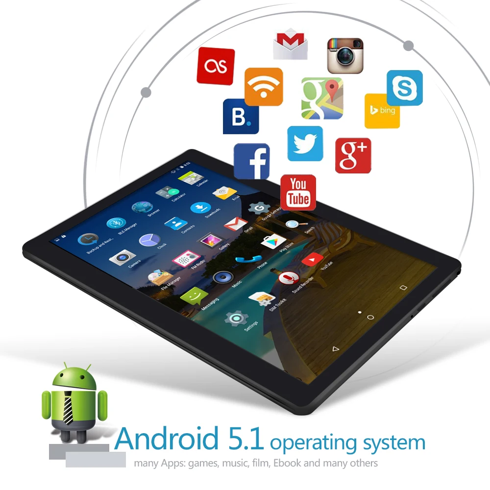 Yuntab новый 10 1 ''K107 Android 5 планшет Гб + 16 четырехъядерный Phablet с двойной камерой