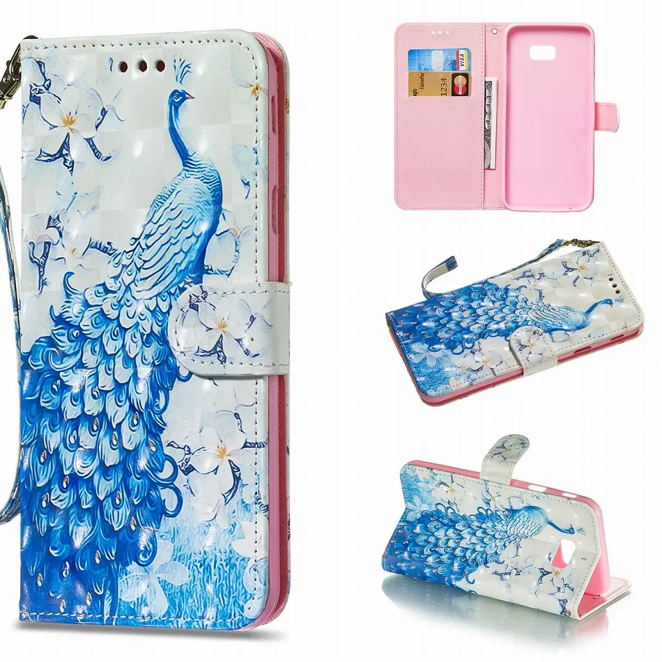 Кожаные чехлы книжки с павлином для Samsung Galaxy S10E S10 Plus S9 S8 S7 Edge Note 9 8 красочные