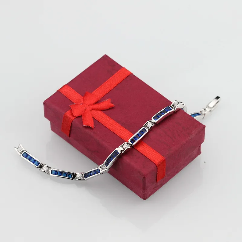 Серебро 925 модные ювелирные изделия Шарм браслет с синим кубическим цирконием