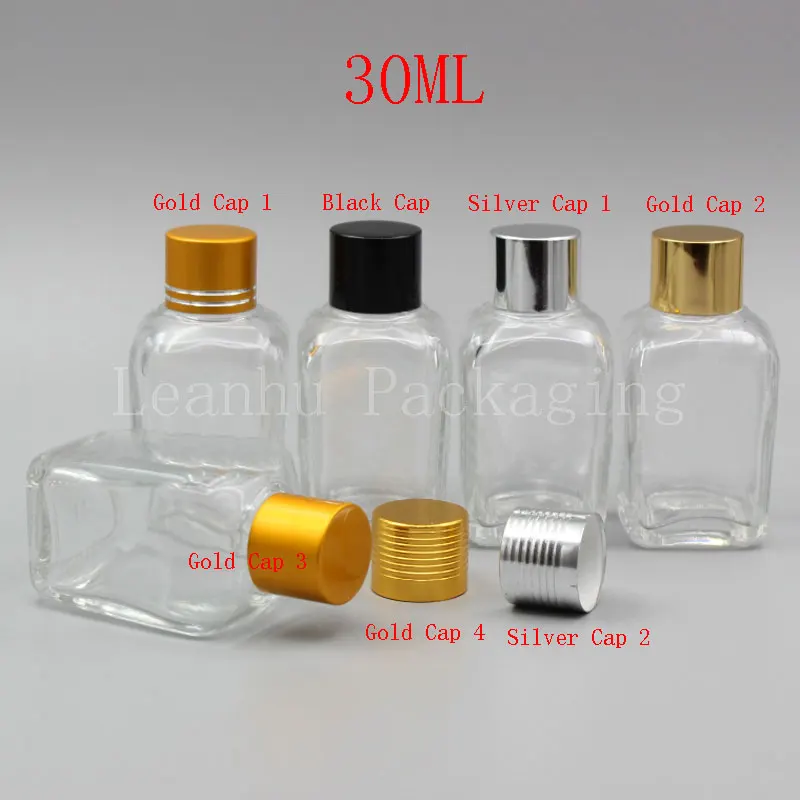 30ML Transparent Square Glass Bottle, 30CC Perfume/Essential Oil Glass Empty Bottle, Empty Cosmetic Container (20 PC/Lot)