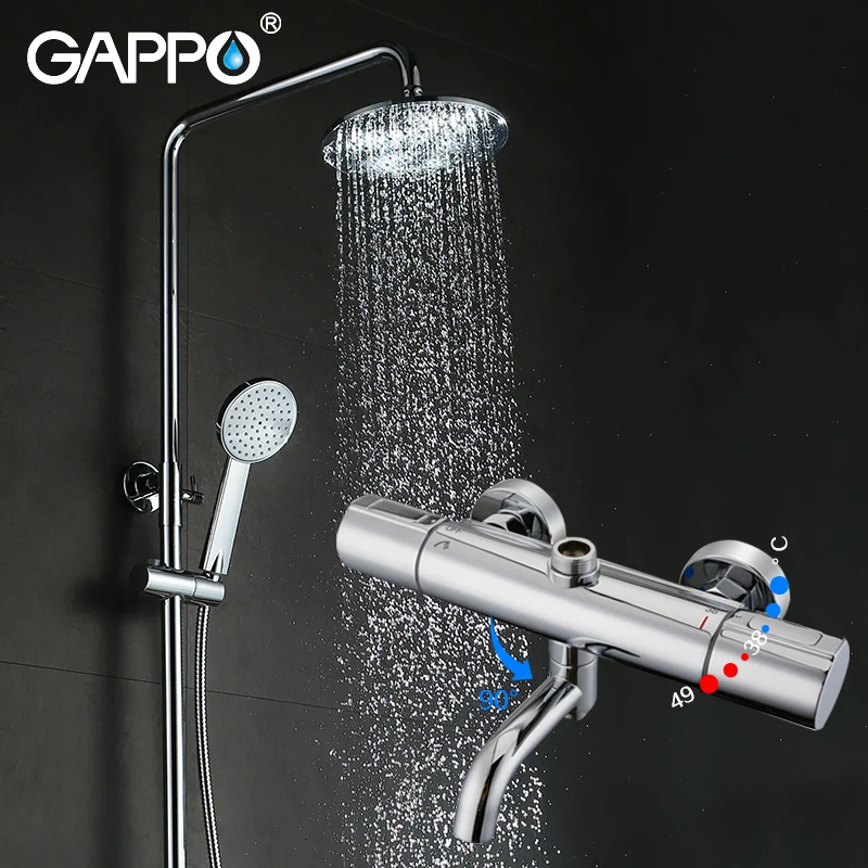 Душевая лейка GAPPO термостатический смеситель Водопад настенное крепление латунь
