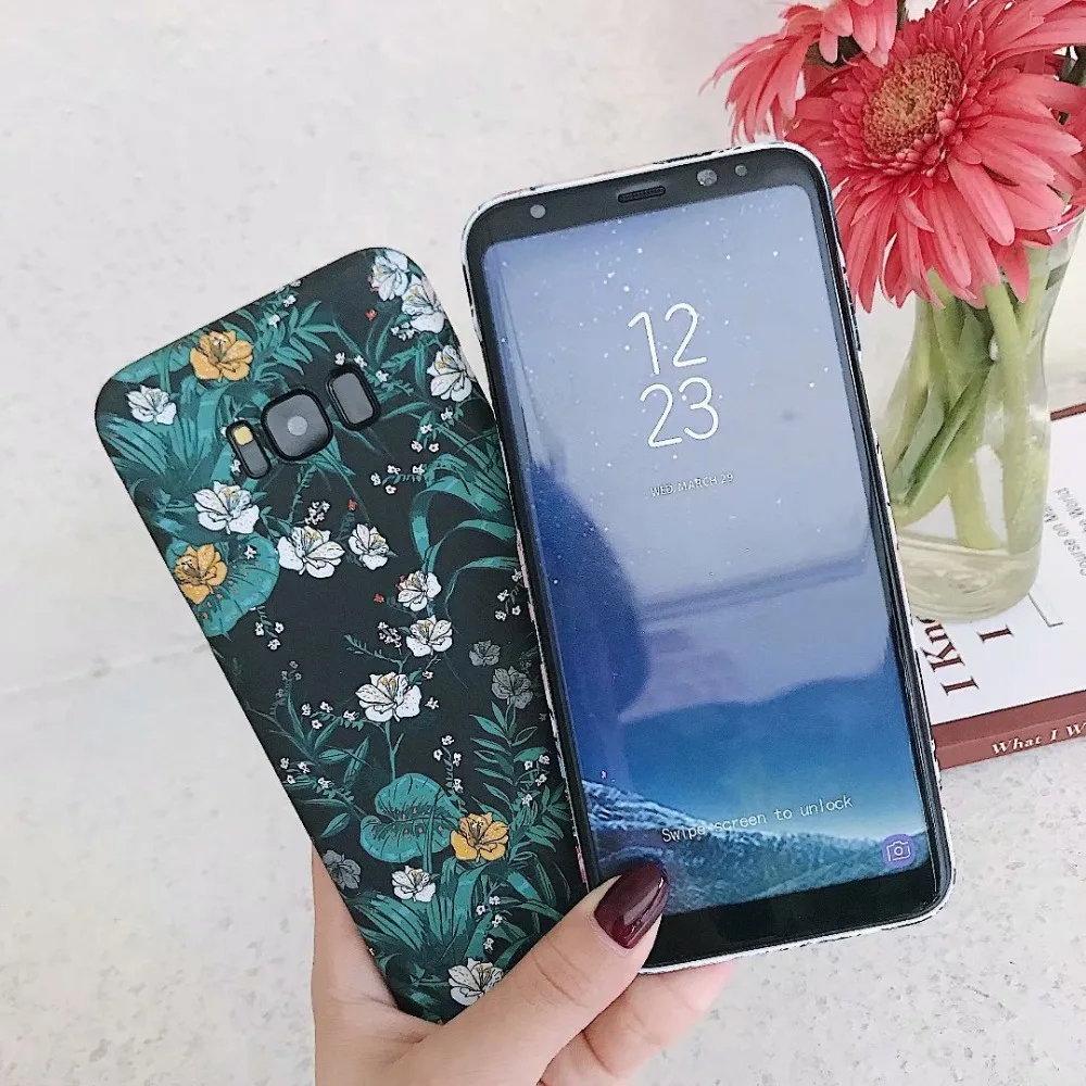 Световой лотоса цветы листья жесткий чехол для телефона samsung Galaxy S9 S8 плюс