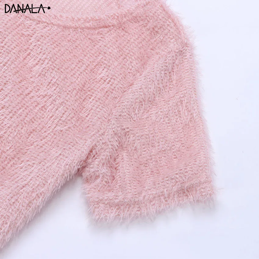 DANALA милый сексуальный женский пижамный комплект махровая теплая Пижама с