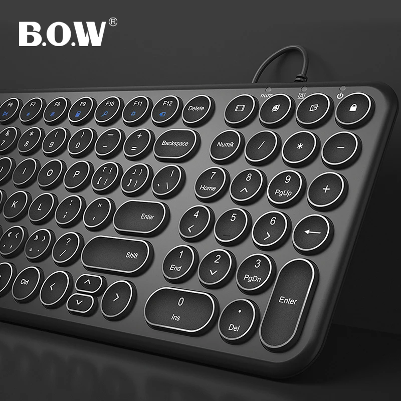 Клавиатура b. O.W Wire с 96 круглыми клавишами ультратонкий проводной USB-порт KB Plug and Play