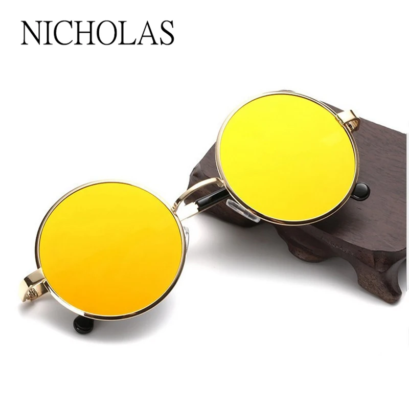 HD ретро круглые плоские солнцезащитные очки для женщин и мужчин унисекс