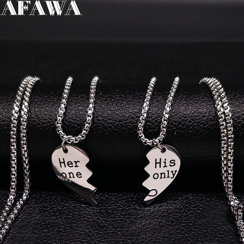 

Fashion Her His Only Stainless Steel Necklaces for Couple Choker Necklace Valentine's Day Gift Jewelry san valentin N767S0