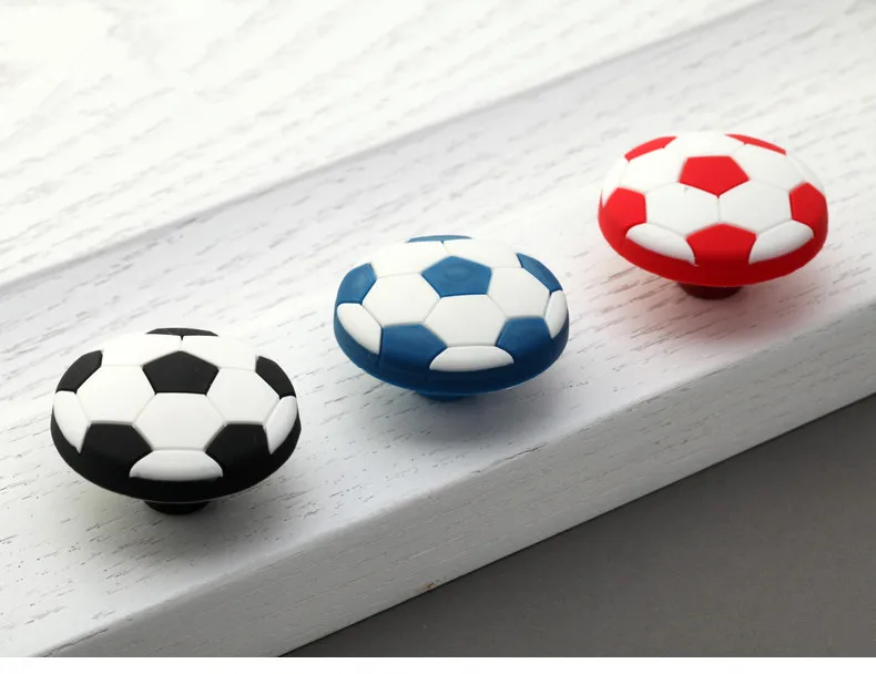 Мягкие резиновые ручки для детского шкафа с футбольным дизайном ручка выдвижной