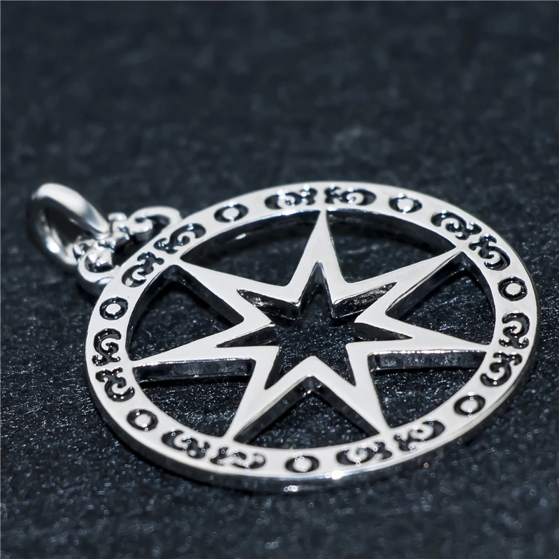 Серебряная Мужская Оловянная подвеска с септаграммой и звездой для мальчиков