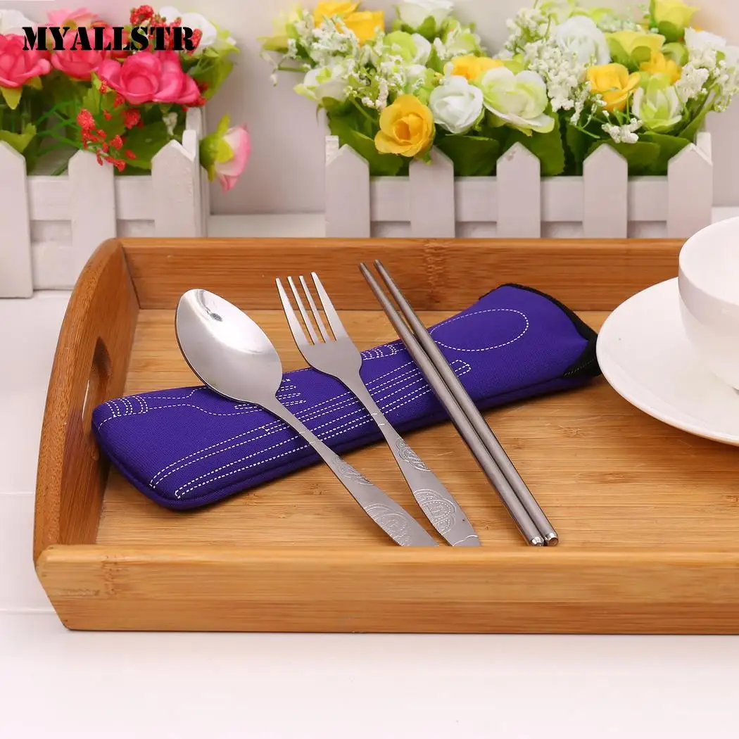 3Pcs Cutlery Portable Stainless Steel Tableware Dinnerware Camping Set |
