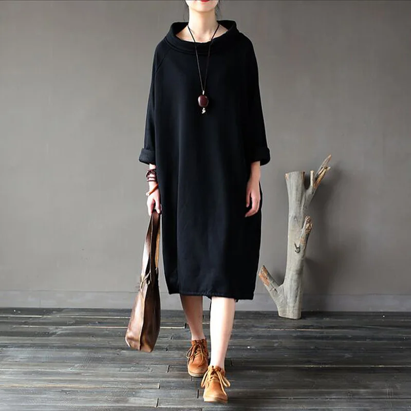 Женское платье новинка 2017 модное весенне осеннее свободное Повседневное макси с