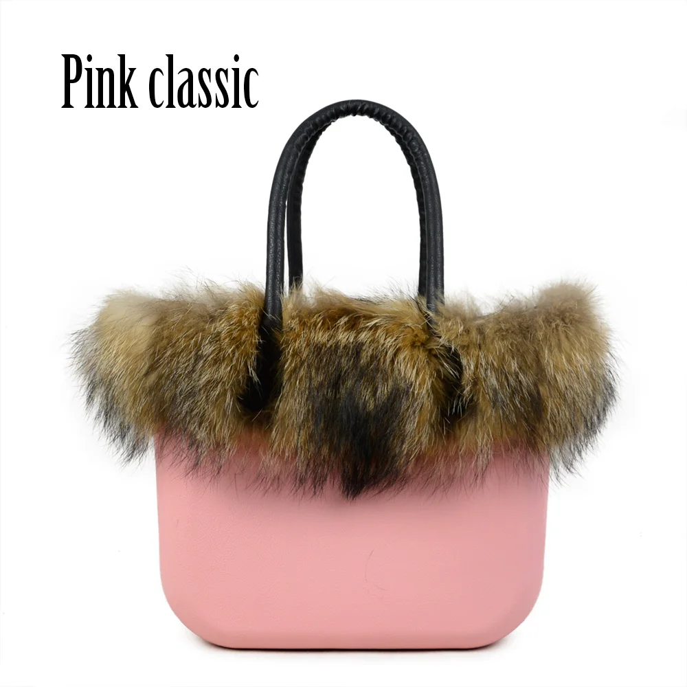 Pink Classic ANLAIBEIER классический большой EVA сумка стиль obag полный AMbag с енотовидная собака меховой отделкой внутренний карман вставка ручки сумочка - Цвет: Pink Classic