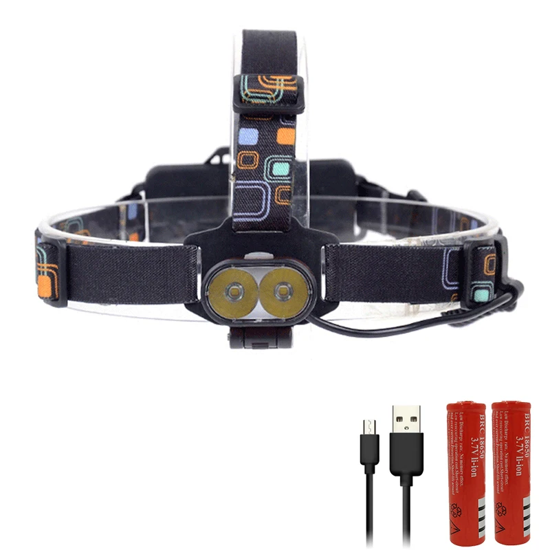 Package B Litwod Z207314 16000лм USB налобный фонарь 2 шт. XM-L T6 светодиодный Перезаряжаемый 18650 налобный фонарь с зарядным устройством - Испускаемый цвет: Package B