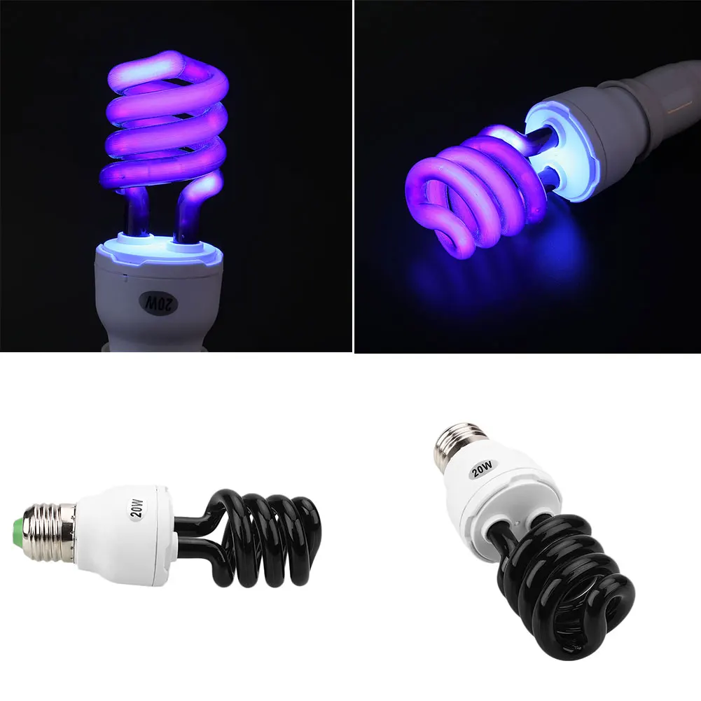 E27 20W UV ультрафиолетовые люминесцентные черный светильник с низким