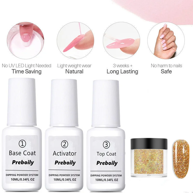 4pcs Set2 4 шт./компл. погружения порошки для ногтей Базовое покрытие градиент французский гвоздь натуральный Цвет голографический блеск для лечения ногтей искусство украшения - Цвет: 4pcs Set2