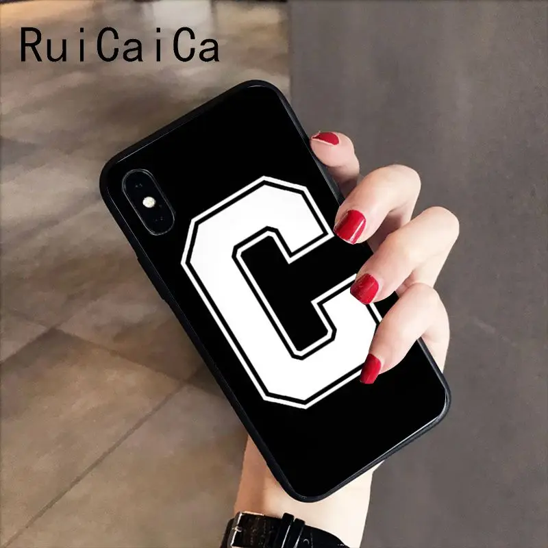 RuiCaiCa черный мягкий черный чехол для телефона с буквами и цифрами для iPhone X XS MAX 6 6S 7 7plus 8 8Plus 5 5S XR