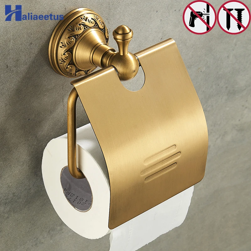 Nail Free Bathroom toilet Paper Holders Brass Bathroom Wall Mount Roll Tissue Rack Roll paper holder