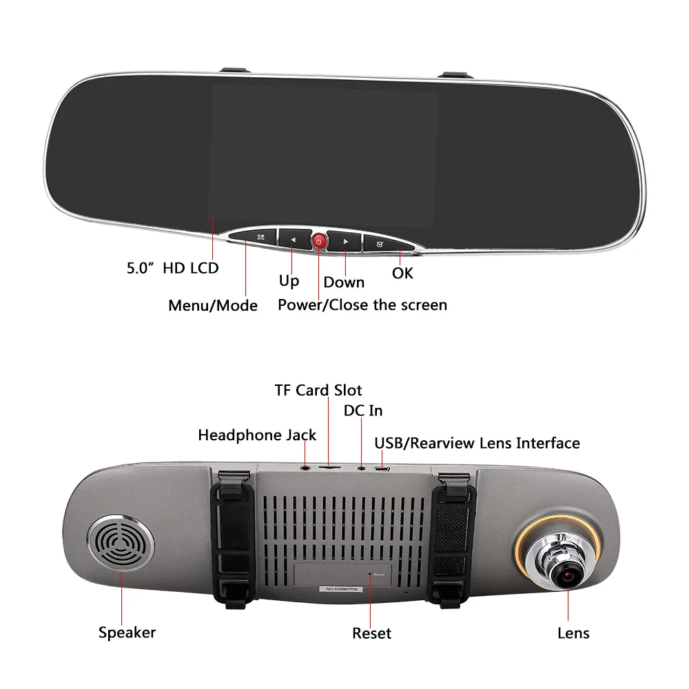 Автомобильный видеорегистратор с Wi Fi и двойным объективом 5 &quotHD 1080P g датчик