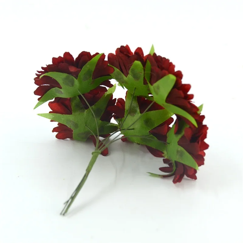 6pcs Cheap Daisy Artificial Flower Silk Sunflower Bouquet For Wedding Decoration Scrapbooking DIY Wreaths Craft Fake Flowers images - 6