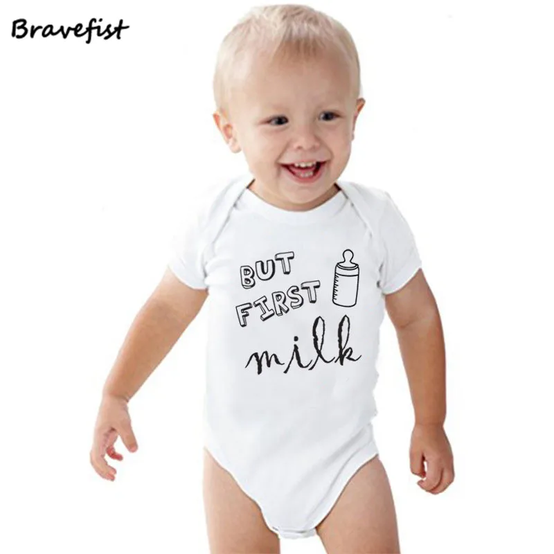 2018 белый Детские боди для новорожденных но во первых с надписью MILK (печати