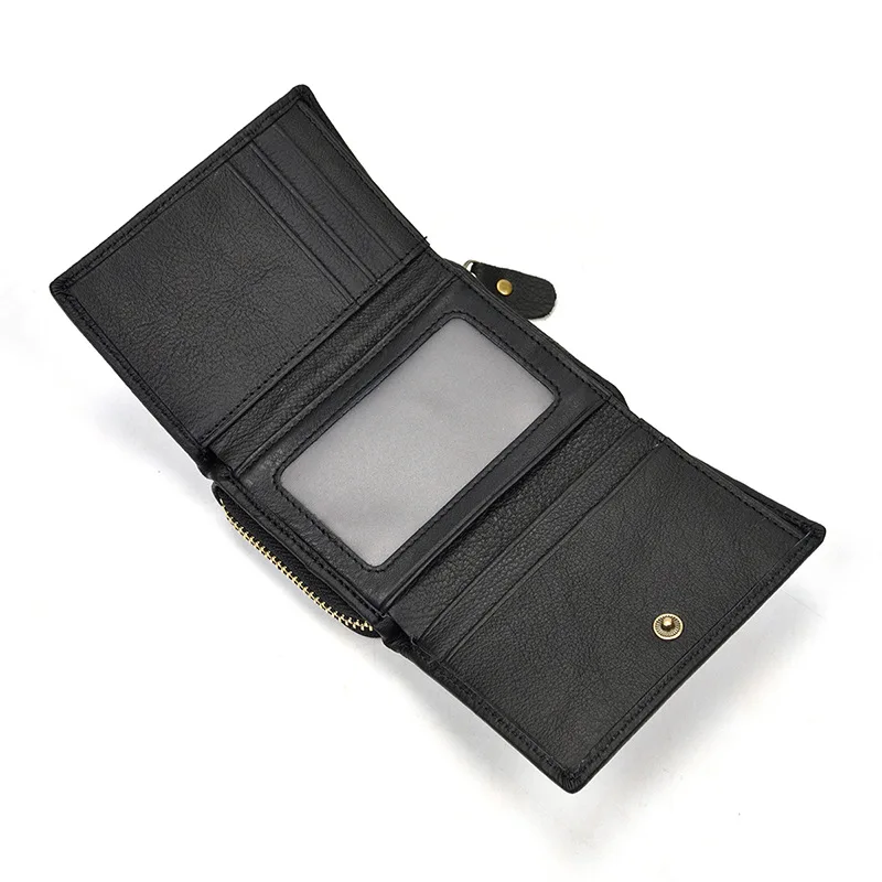 Johnature 2020 New Genuine Leather Casual Tri fold Short Men Womens Wallets And Purses Multi card position Cowhide Small Wallet|Мужские