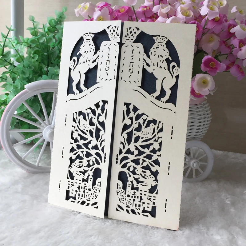 

Pearl Paper Invitation Card For Wedding/Wedding Birthday Greeting Card Event & Party Supplies 25Pcs/Lot Door Lion Design