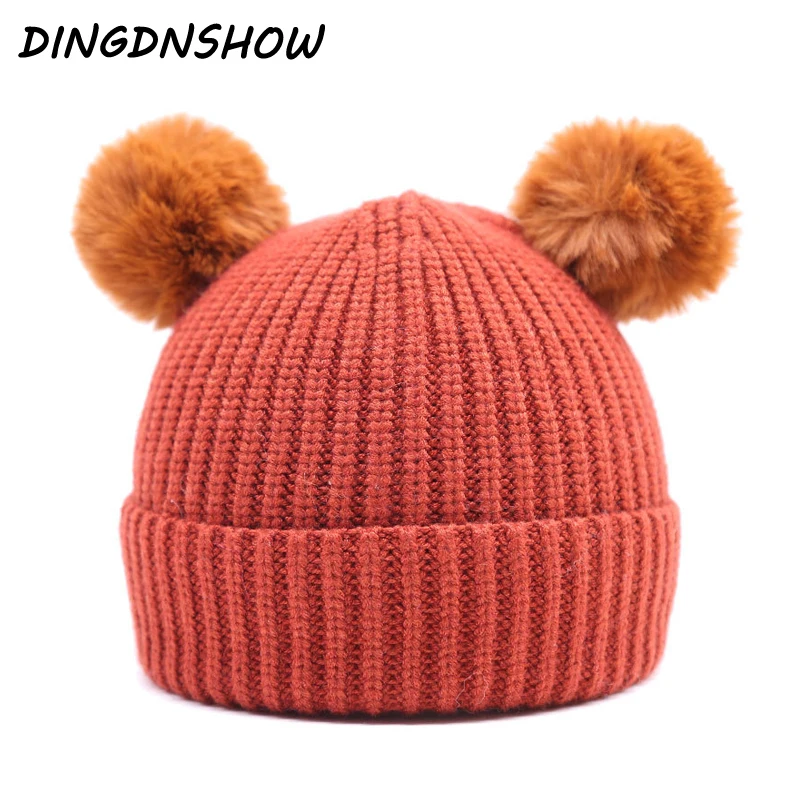 [DINGDNSHOW] 2019 брендовая шапка бини детская хлопковая теплая зимняя мультяшная для