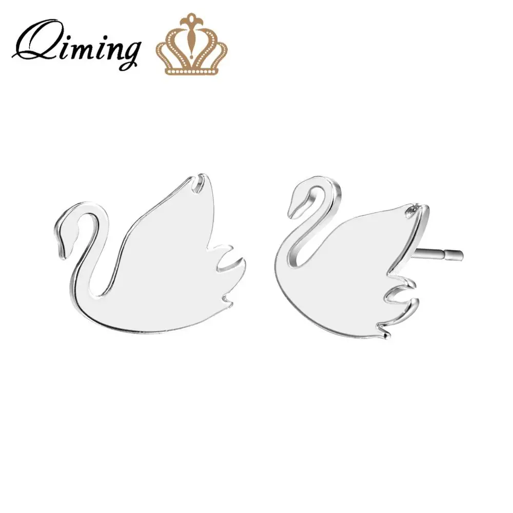 swan Новинка кошка такса собака серьги с лапами женский ребенок девочки подарок на день рождения Серебро Золото милые животные сережки-шпильки оптом ювелирные изделия - Окраска металла: swan